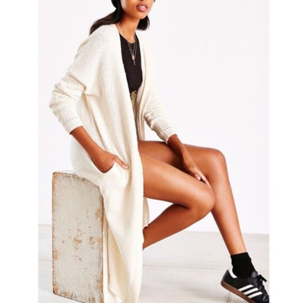Womens Long Open Front Maxi Cotton Knit Cardigan Sweater by Silence + Noise sm